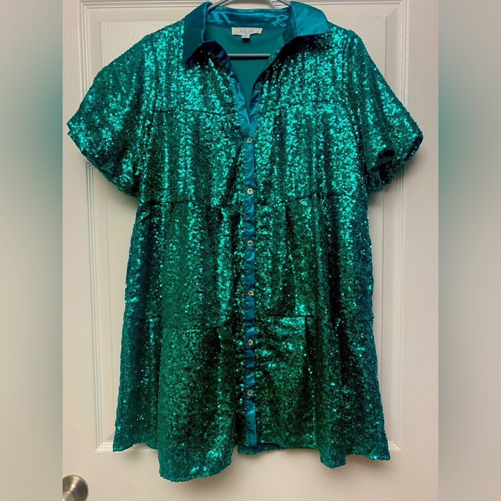 Sequin Gal Collard Dress, size Medium.